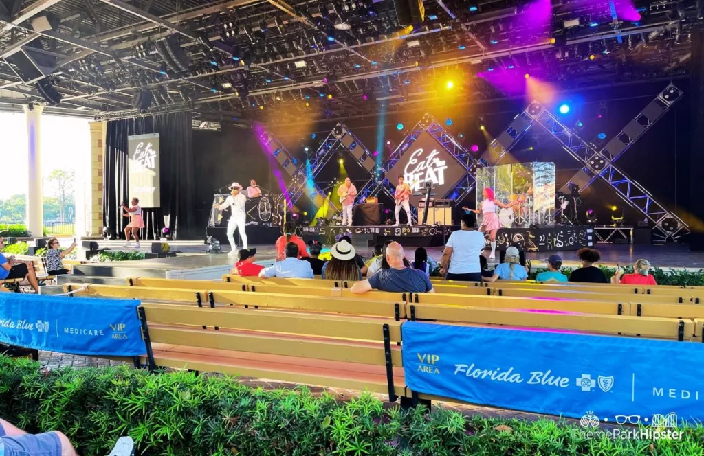 Epcot Food and Wine Festival at Disney World Eat to the Beat Concert with Stokley from Mint Condition in the American Gardens Theatre. Keep reading to know what to do in every country in the Epcot Pavilions of World Showcase.