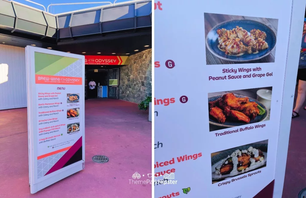 2023 Epcot Food and Wine Festival at Disney World Menu Brew Wing in the Odyssey. Keep reading to get the best Epcot Food and Wine Festival Tips!