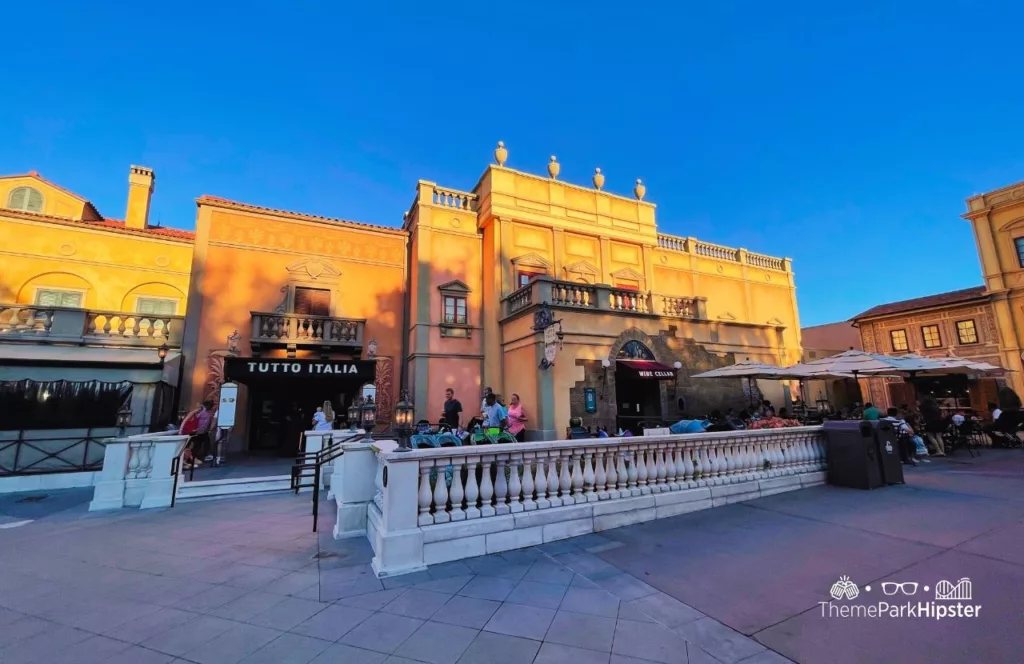 Epcot Italy Pavilion Tutto Italia and Tutto Gusto Restaurant. Keep reading for all you need to know about the best Italian restaurants at Disney World.