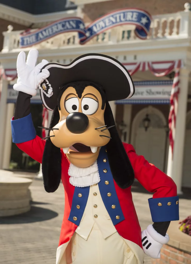 Fourth of July at Walt Disney World Resort with Goofy dresses in his patriotic best.