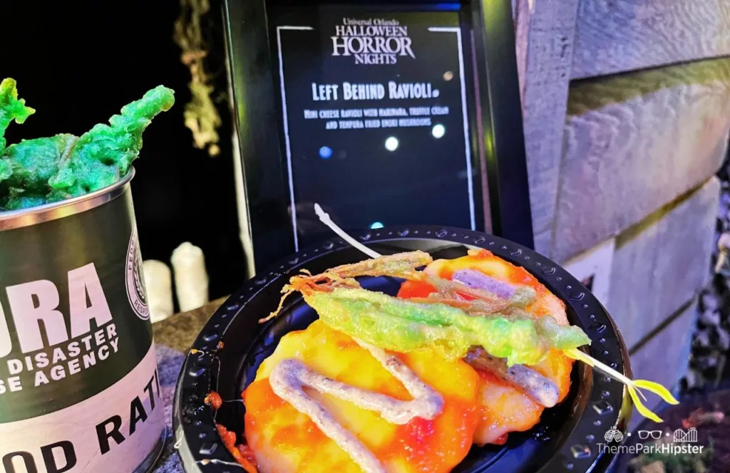 Universal Orlando Resort Halloween Horror Nights a Taste of Terror HHN Food Last of Us Left Behind Ravioli. Keep reading to learn about the best Universal Studios Halloween Horror Nights food and drink that you must try!