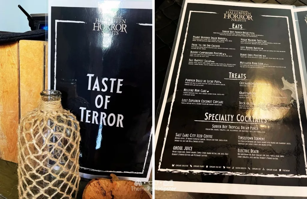 Universal Orlando Resort Halloween Horror Nights a Taste of Terror HHN Food Menu