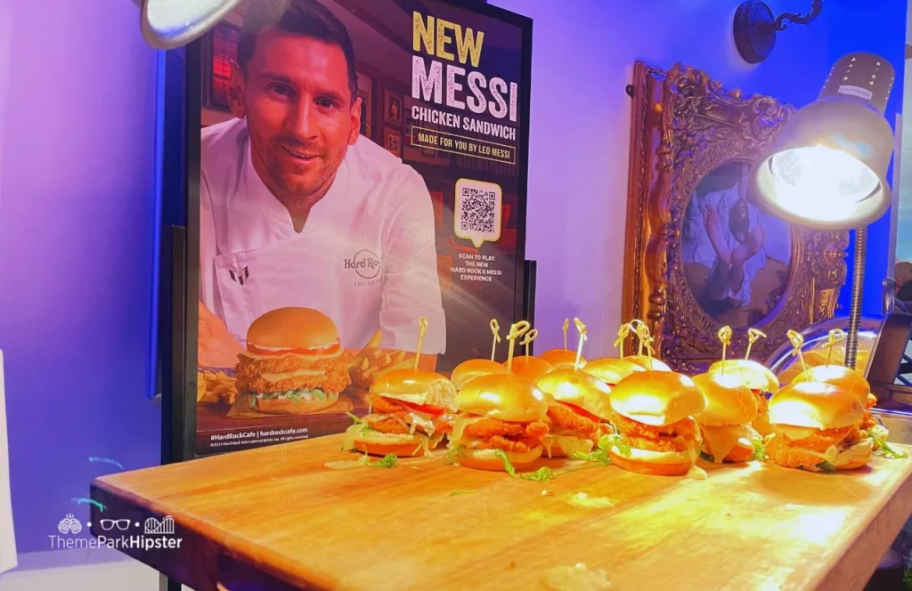 Universal Orlando Resort Hard Rock Cafe with Leo Messi new Chicken Sandwich Media Event