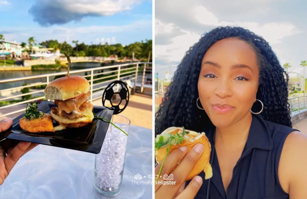 Universal Orlando Resort Hard Rock Cafe with Leo Messi new Chicken Sandwich Media Event and NikkyJ on a solo theme park trip to universal studios orlando. Keep reading to learn how to pack for your solo theme park trip.