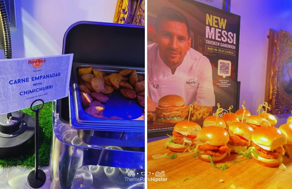 Universal Orlando Resort Hard Rock Cafe with Leo Messi new Chicken Sandwich Media Event with Carne Empanada and Chimichurri