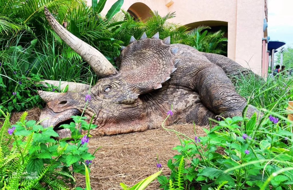 Universal Studios Florida Triceratops in front of Jurassic Park Tribute Store