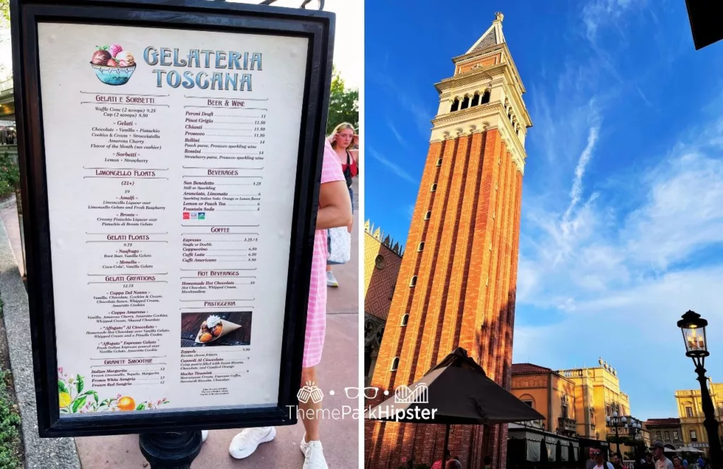 Epcot Food and Wine Festival at Disney Italy Pavilion Gelateria Toscana Menu