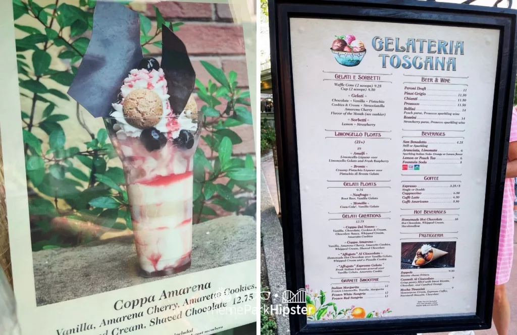 2023 Epcot Food and Wine Festival at Disney Italy Pavilion Gelateria Toscana Menu Coppa Amarena