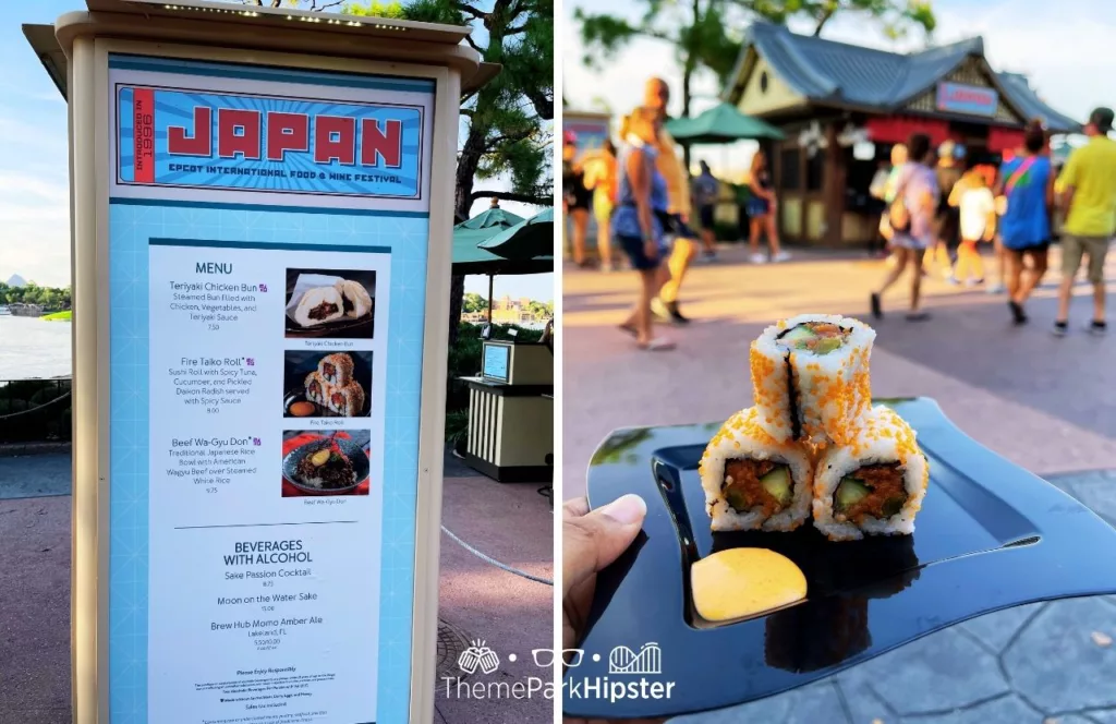 2023 Epcot Food and Wine Festival at Disney Japan Pavilion with Fire Taiko Sushi Roll