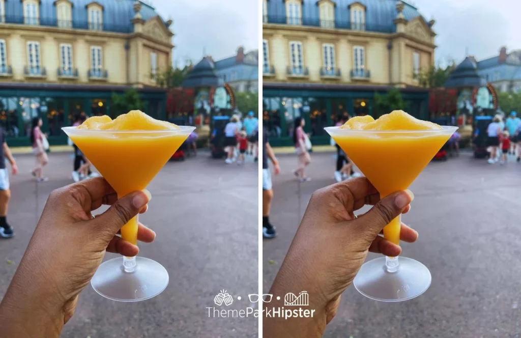 Epcot Food and Wine Festival at Disney Les Vins des Chefs de France at France Pavilion Grand Marnier Orange Slush. Keep reading to know what to do in every country in the Epcot Pavilions of World Showcase.