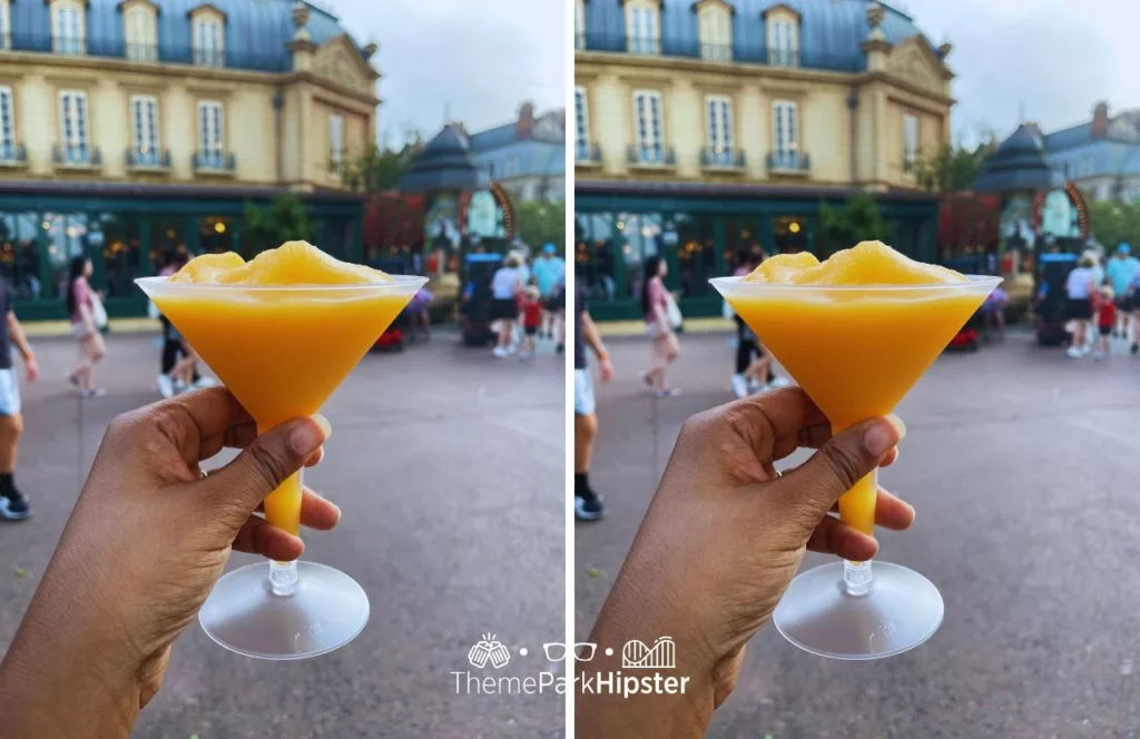 Disney Les Vins des Chefs de France at France Pavilion Grand Marnier Orange Slush. One of the best Epcot quick service restaurants you must try!