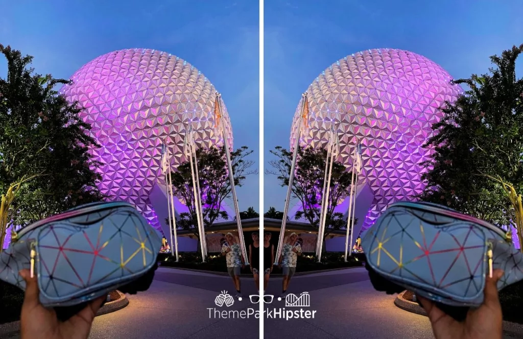 Epcot Food and Wine Festival at Disney Spaceship Earth and Fanny Pack at Night