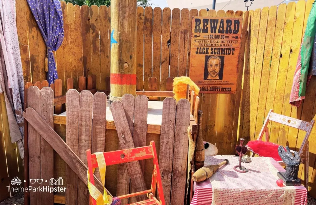 2023 Halloween Horror Nights Unmasking the Horror Tour Lights on at HHN 32 Universal Studios Florida Dr. Oddfellow's Jack the Clown Reference with Jack Schmidt wanted poster