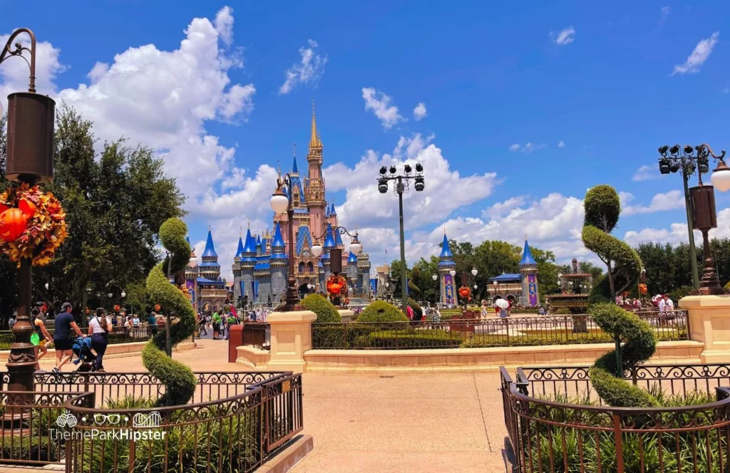 Disney Fireworks Location on the Lawn at Magic Kingdom Theme Park. One of the best place to watch Magic Kingdom Happily Ever After fireworks. 