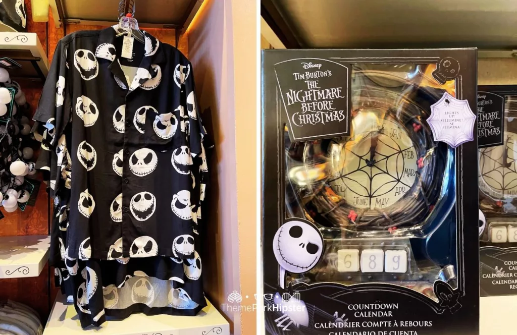 2023 Disney Halloween Merchandise at Magic Kingdom Theme Park Nightmare Before Christmas Shirt and Countdown Calendar