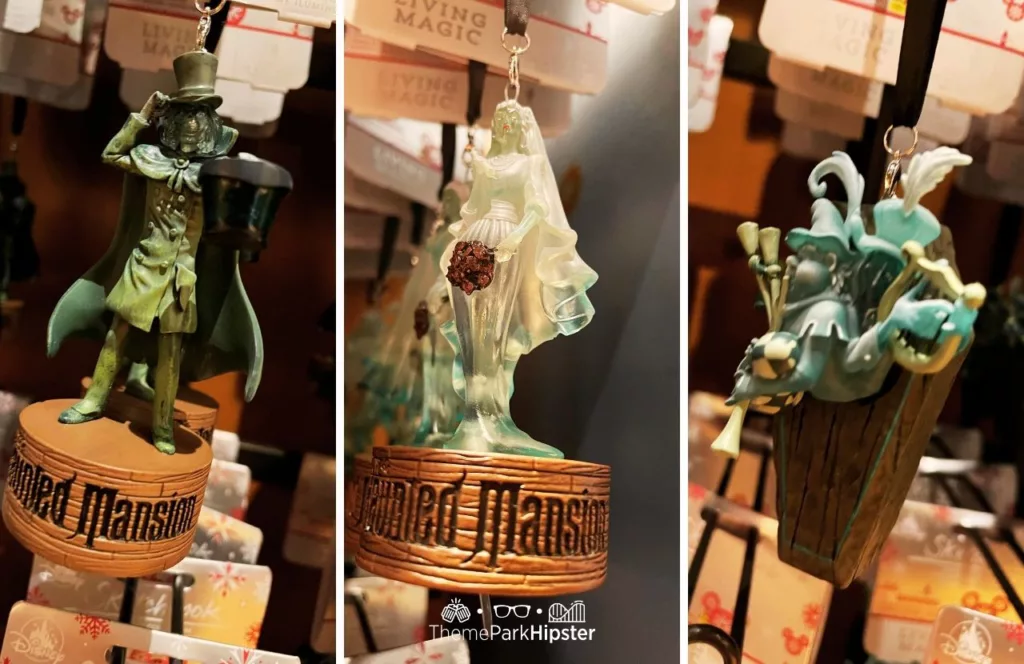 Disney Memento Mori Store Haunted Mansion Bride and Hatbox Ghost Merchandise at Magic Kingdom Theme Park Disney Christmas Ornaments 