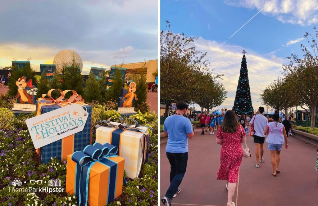 Christmas tree during Disney Christmas at Epcot Festival of the Holidays