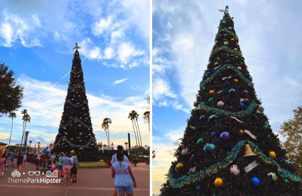 Christmas tree during Disney Christmas at 2023 Epcot Festival of the Holidays