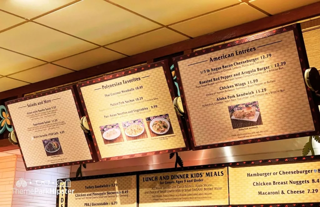 Disney's Polynesian Resort Capt Cooks Restaurant Menu