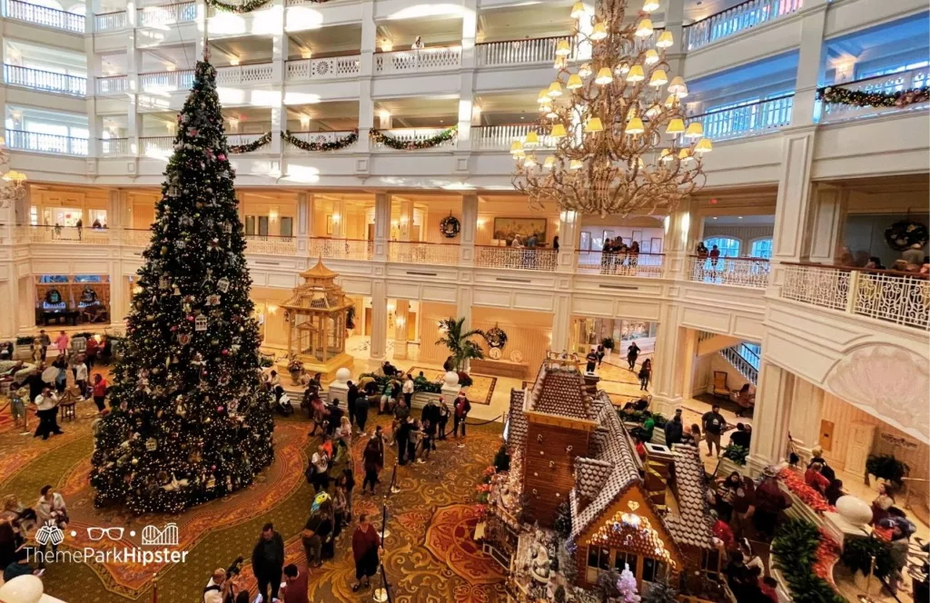 Holiday Tree at Disney Grand Floridian Resort and Spa at Christmas. One of the best resorts at Disney World for Christmas.