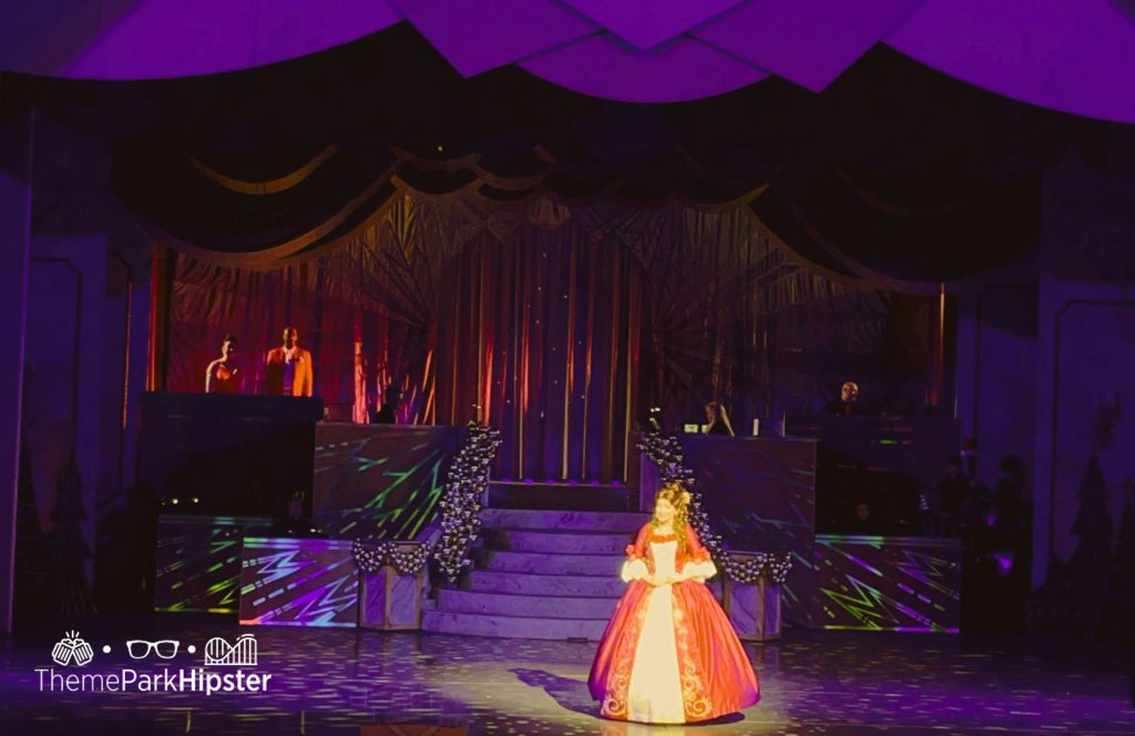 Disney Holidays in Hollywood Show with Belle of Beauty and the Beast. Hollywood Studios Jollywood Nights Christmas Celebration at Disney World