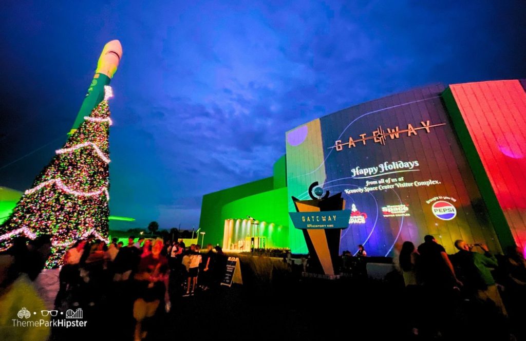 Holidays in Space at Kennedy Space Center Florida Christmas Tree at Night