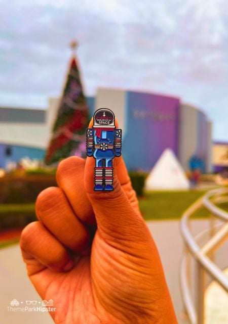 Space Man Toy Soldier Christmas Pin Holidays in Space Christmas at Kennedy Space Center Florida on a Cloudy Day