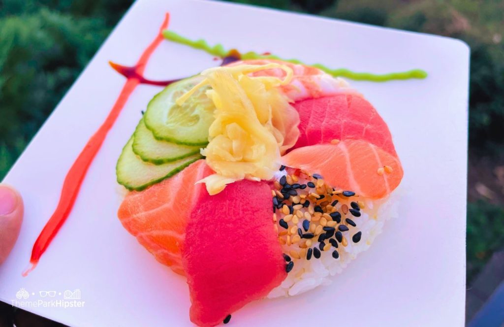 2024 Epcot Festival of the Arts Disney World Sushi Donut food in Japan Pavilion.