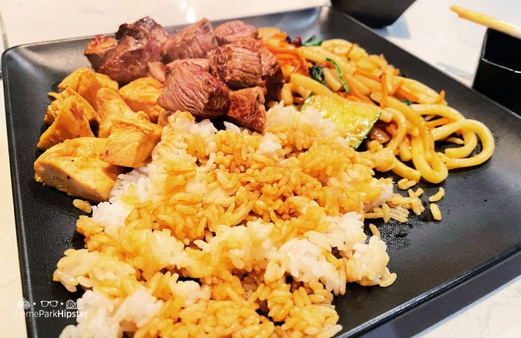 2024 Epcot Festival of the Arts Disney World Teppan Edo Hibachi in Japan Pavilion Rice steak chicken and noodles