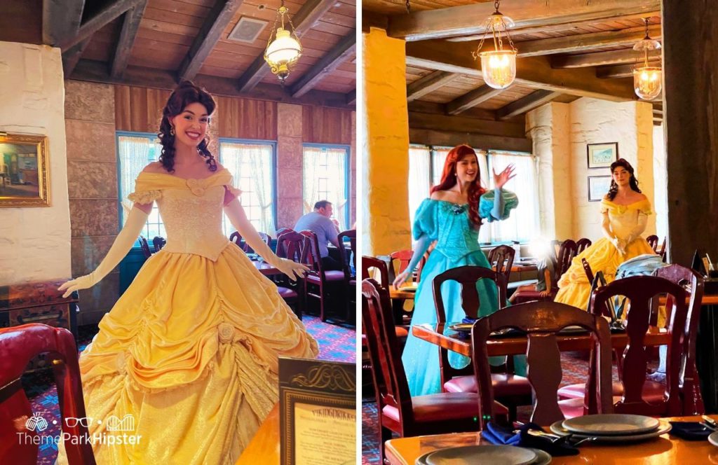 Epcot Theme Park Disney World Akershus Royal Banquet Hall Restaurant in Norway Pavilion with Belle and Ariel Little Mermaid. Keep reading to find out all you need to know about where to meet Disney World characters.