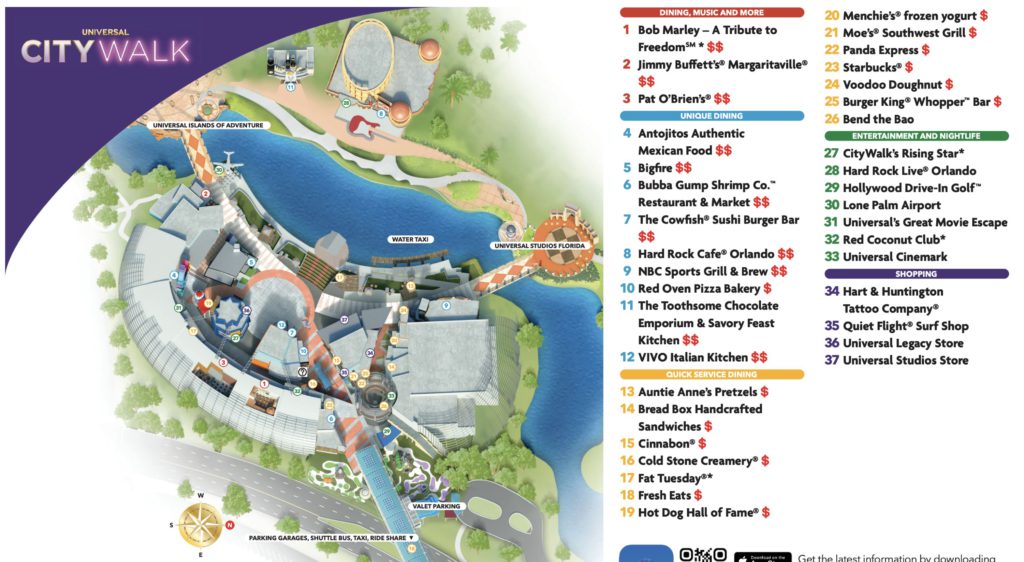 Universal CityWalk Orlando 2024 Map