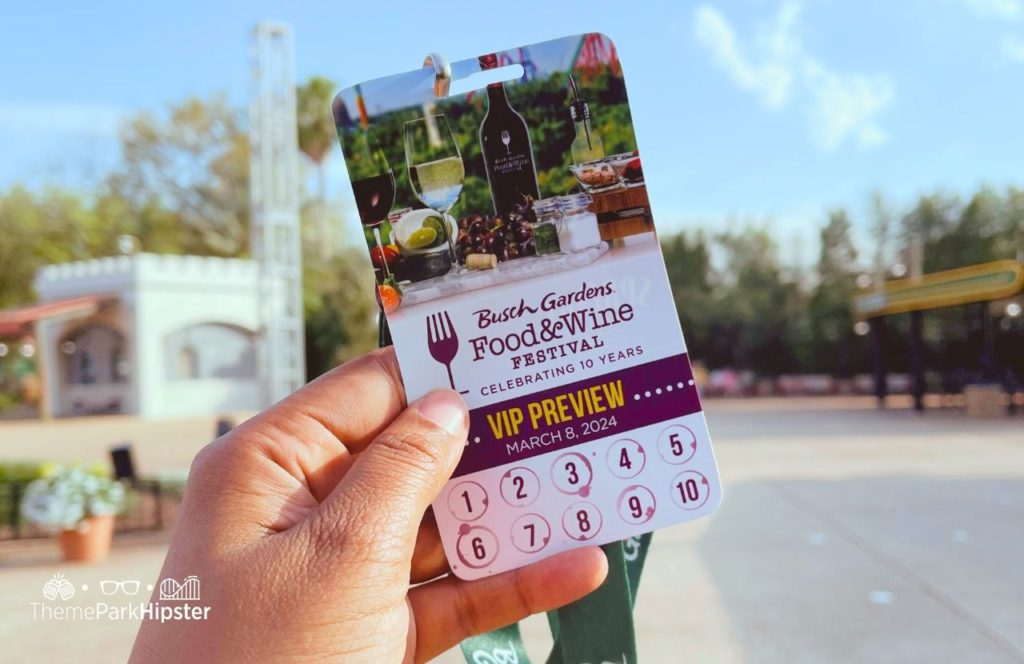 Busch Gardens Tampa 2024 Food and Wine Festival Lanyard. One of the best things to eat at Busch Gardens Food and Wine Festival.