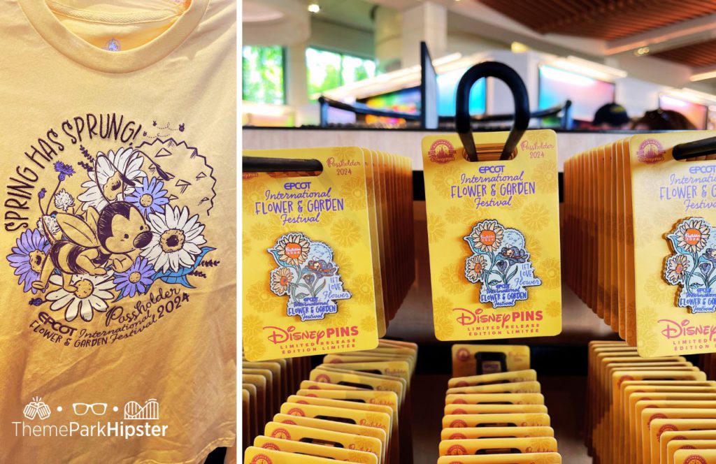 Passholder Merchandise Shirt and Pins Epcot Flower and Garden Festival 2024 at Disney World