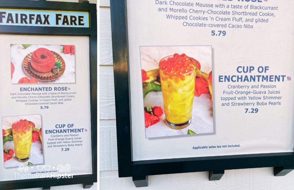 Disney Hollywood Studios Theme Park Fairfax Fare Menu and Enchanted Rose. One of the best counter service restaurants at Hollywood Studios.