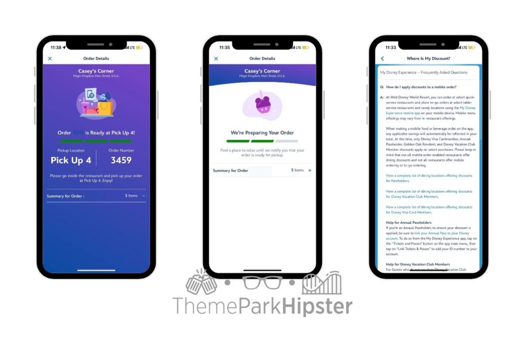 Disney Magic Kingdom Park Casey's Corner Mobile Order
