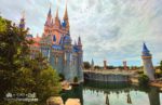 Disney Magic Kingdom Park for adults with Cinderella Castle on cloudy Florida day. The ultimate guide to the best disney world tips.