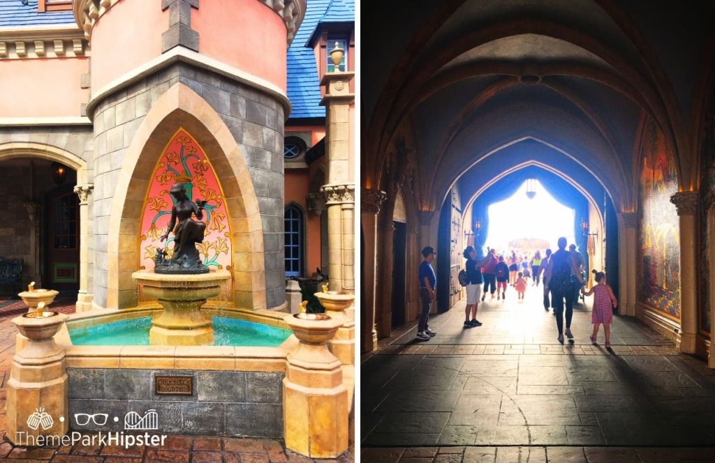 Disney Magic Kingdom Park Fantasyland Cinderella Fountain and Under Castle. Keep reading to get the best Disney Magic Kingdom secrets and fun facts.
