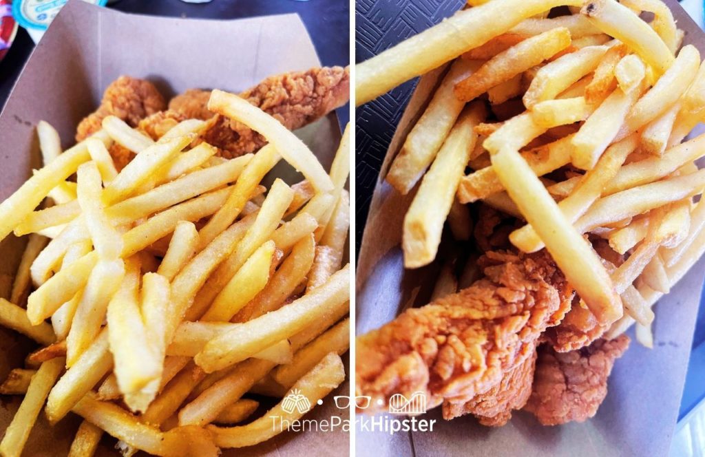 Disney World Hollywood Studios Backlot Express Restaurant Chicken Strips and Fries. One of the best counter service restaurants at Hollywood Studios. 