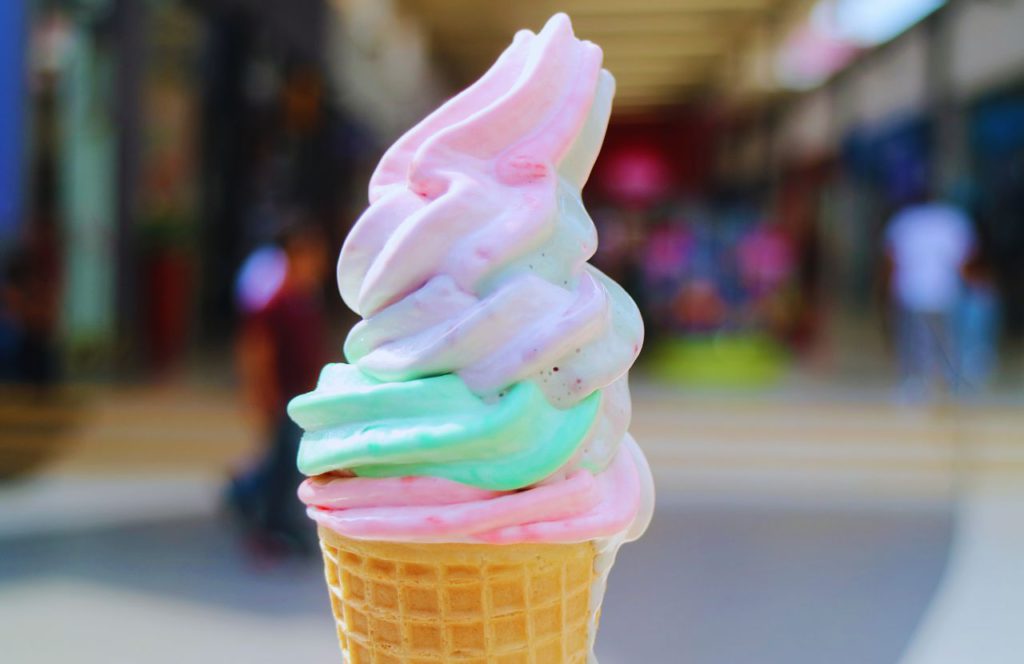 Soft Serve Magic Kingdom Ice Cream at Disney Rainbow colors at Storybook Treats