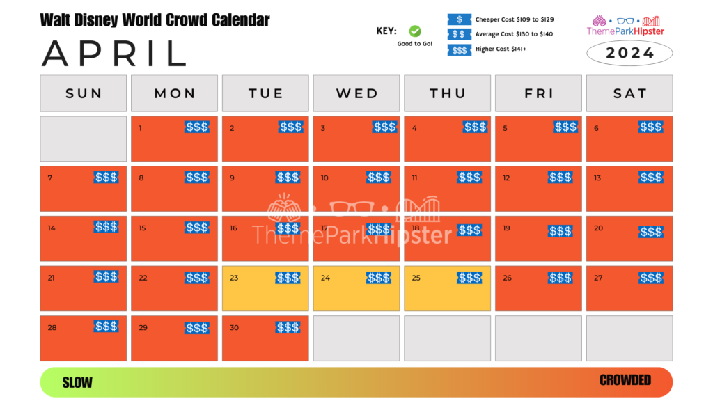 Walt Disney World Crowd Calendar April 2024