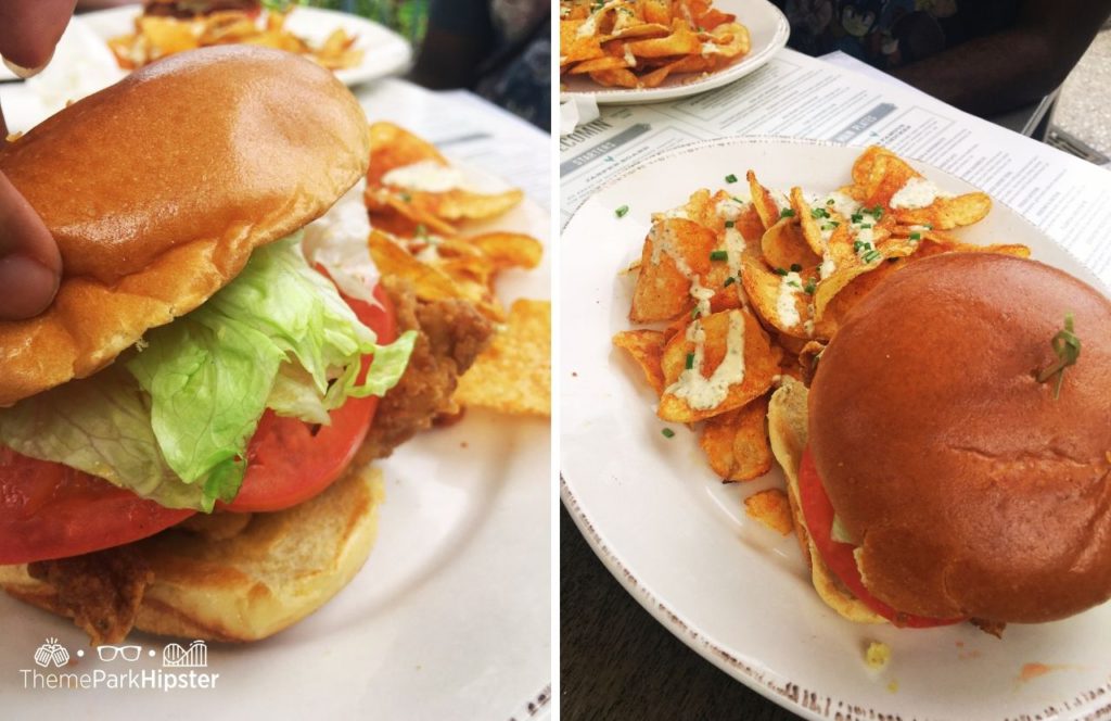 Walt Disney World Disney Springs Chef Art Smith's Homecomin Restaurant Fried Chicken Sandwich with Chips (3)