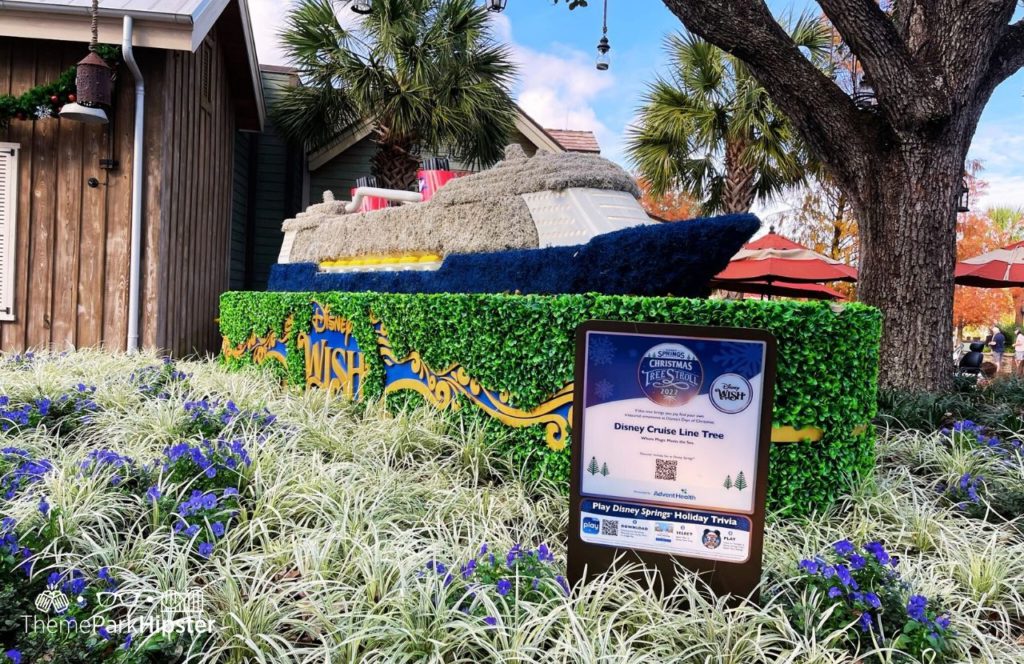 Walt Disney World Disney Springs Cruise Line Topiary Tree at Christmas