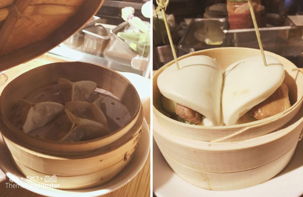 Walt Disney World Disney Springs Morimoto Asia Restaurant chicken dumplings and bao bun