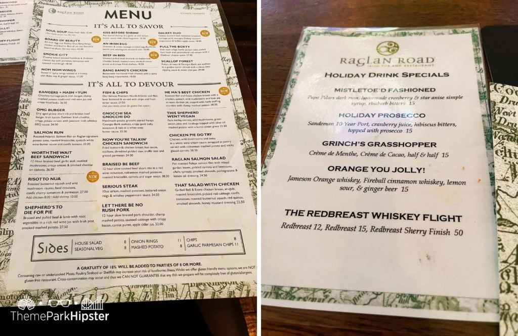 Walt Disney World Disney Springs Raglan Road Restaurant Menu. Keep reading to find out what is the best food at Raglan Road in Disney Springs.