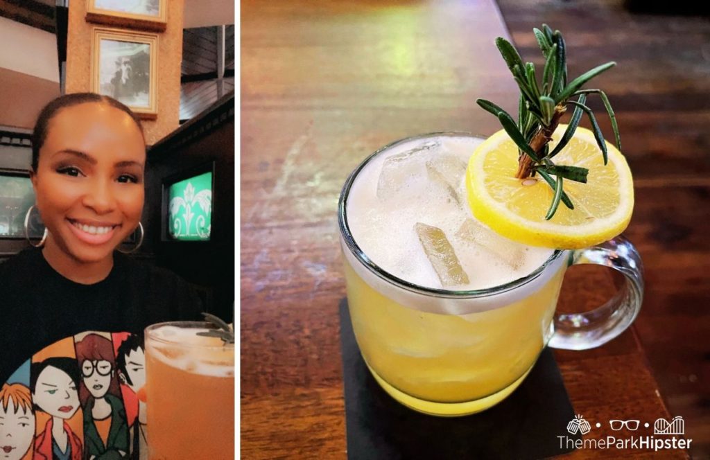 Walt Disney World Disney Springs Raglan Road Restaurant Rosemary and Maple Whiskey Sour Drink Cocktail with NikkyJ. One of the best things for adult to do at Disney World.