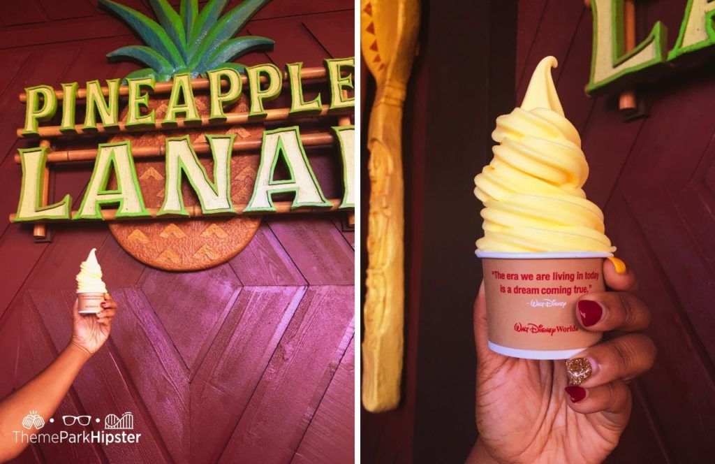 Walt Disney World Pineapple Lanai Dole Whip Stand at Polynesian Resort. One of the best desserts at Disney World.