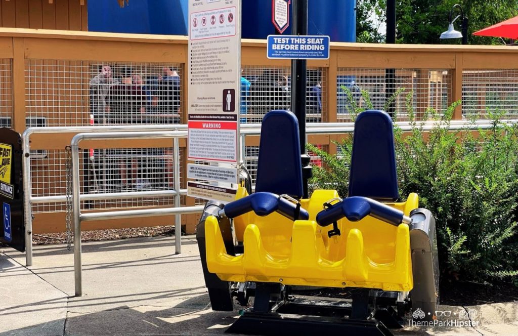 Cedar Point Amusement Park Ohio Frontier Town Skyhawk ride test seat