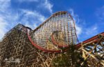 Cedar Point Amusement Park Ohio Frontier Town Steel Vengeance Roller Coaster with guide height requirements.