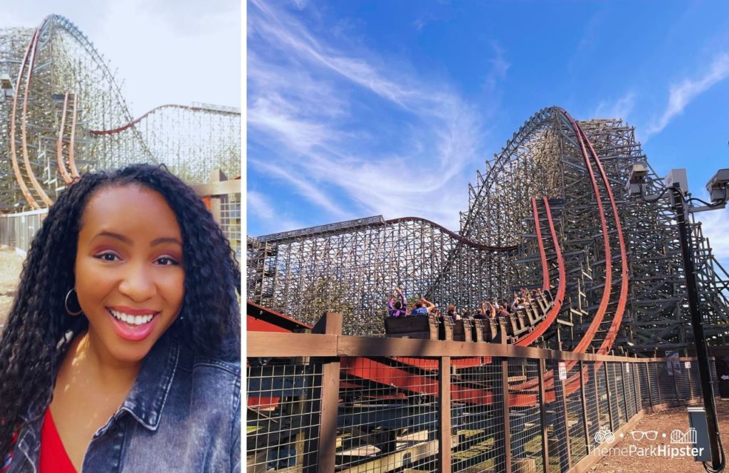 Cedar Point Amusement Park Ohio Frontier Town Steel Vengeance Roller Coaster with NikkyJ. One of the tallest roller coasters at Cedar Point.