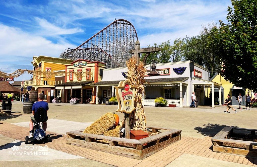 Cedar Point Amusement Park Ohio Frontier Town Steel Vengeance and Fountain and Floats and Saloon Bar